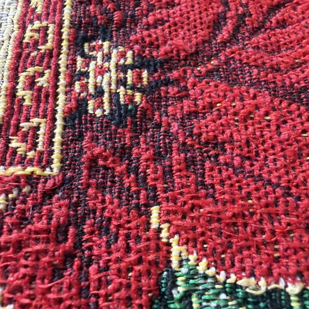 Vintage Christmas Tapestry Placemats Set Of 2 Holiday Cardinal Poinsettia Holly